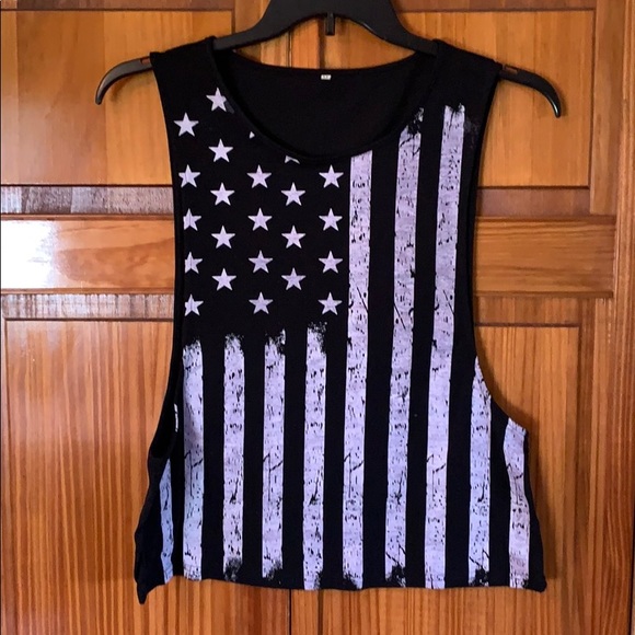 none Tops - Tank Black and white Stars and Stripes Size M
